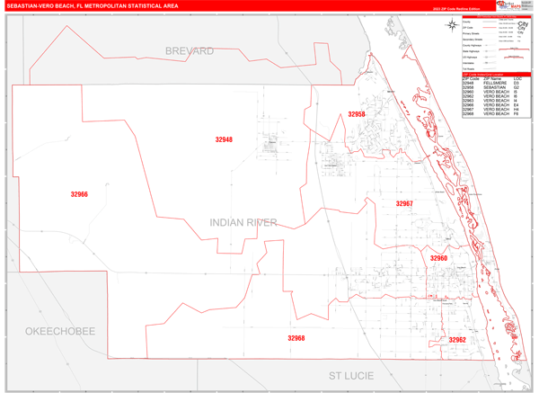 Sebastian-Vero Beach Metro Area Wall Map